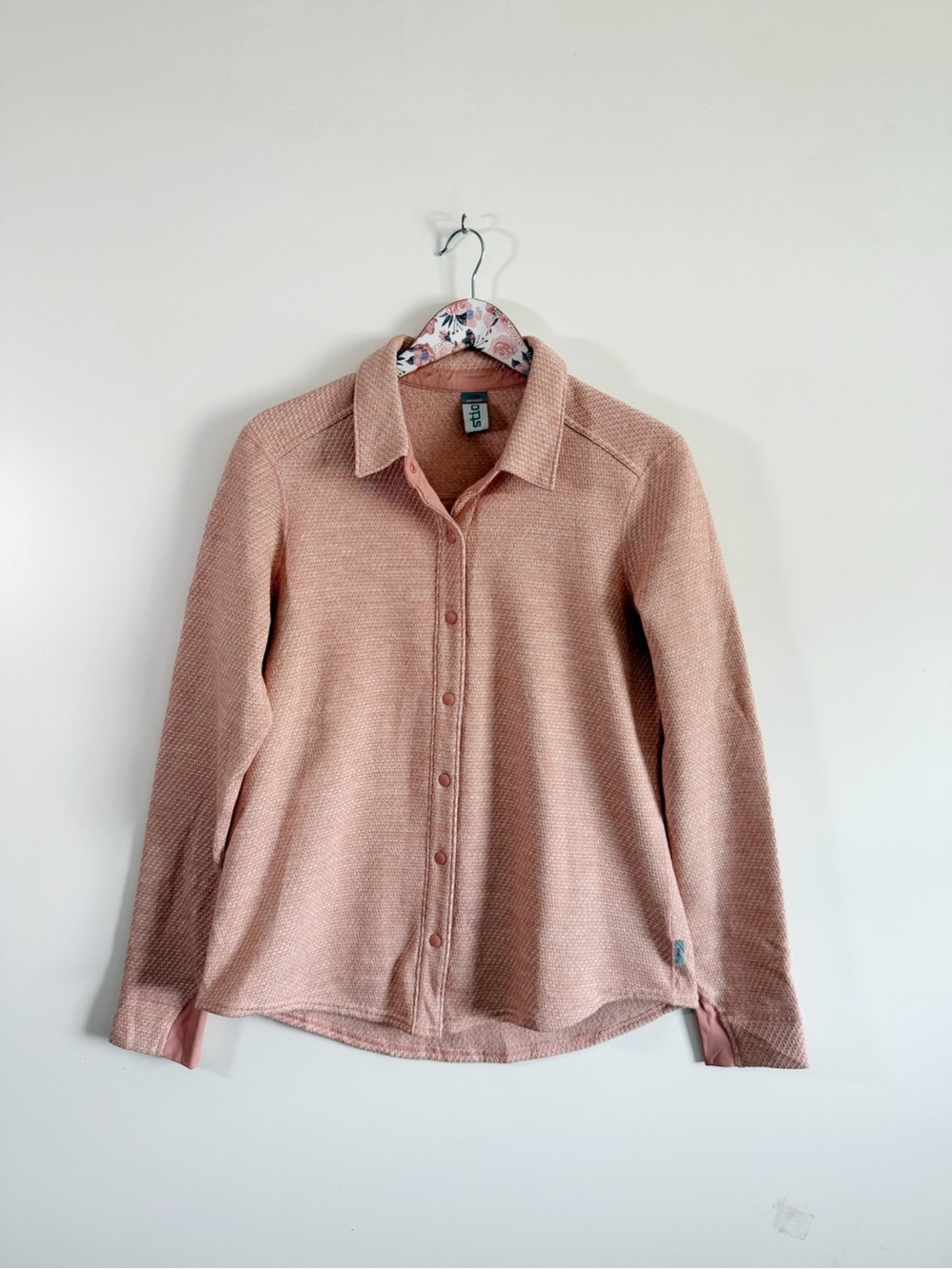 STIO Thermop Fleece Snap Shirt Top Women’s L Large Peach